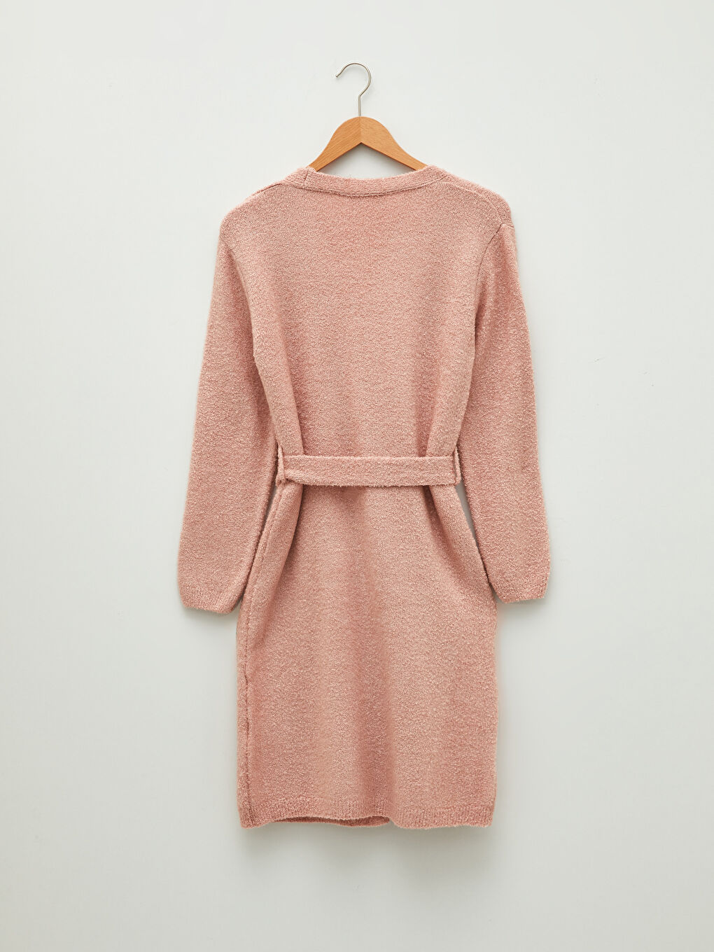 Жилетка от трико с шал яка и колан на талията за жени-6