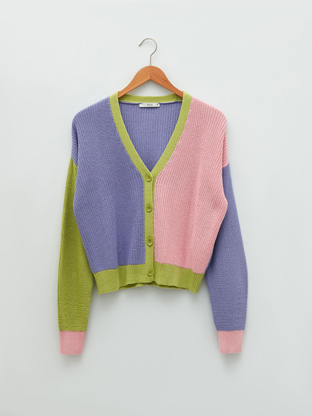 Cardigan en Tricot à Encolure en V et Bloc de Couleurs avec Manches Longues pour Femmes-6