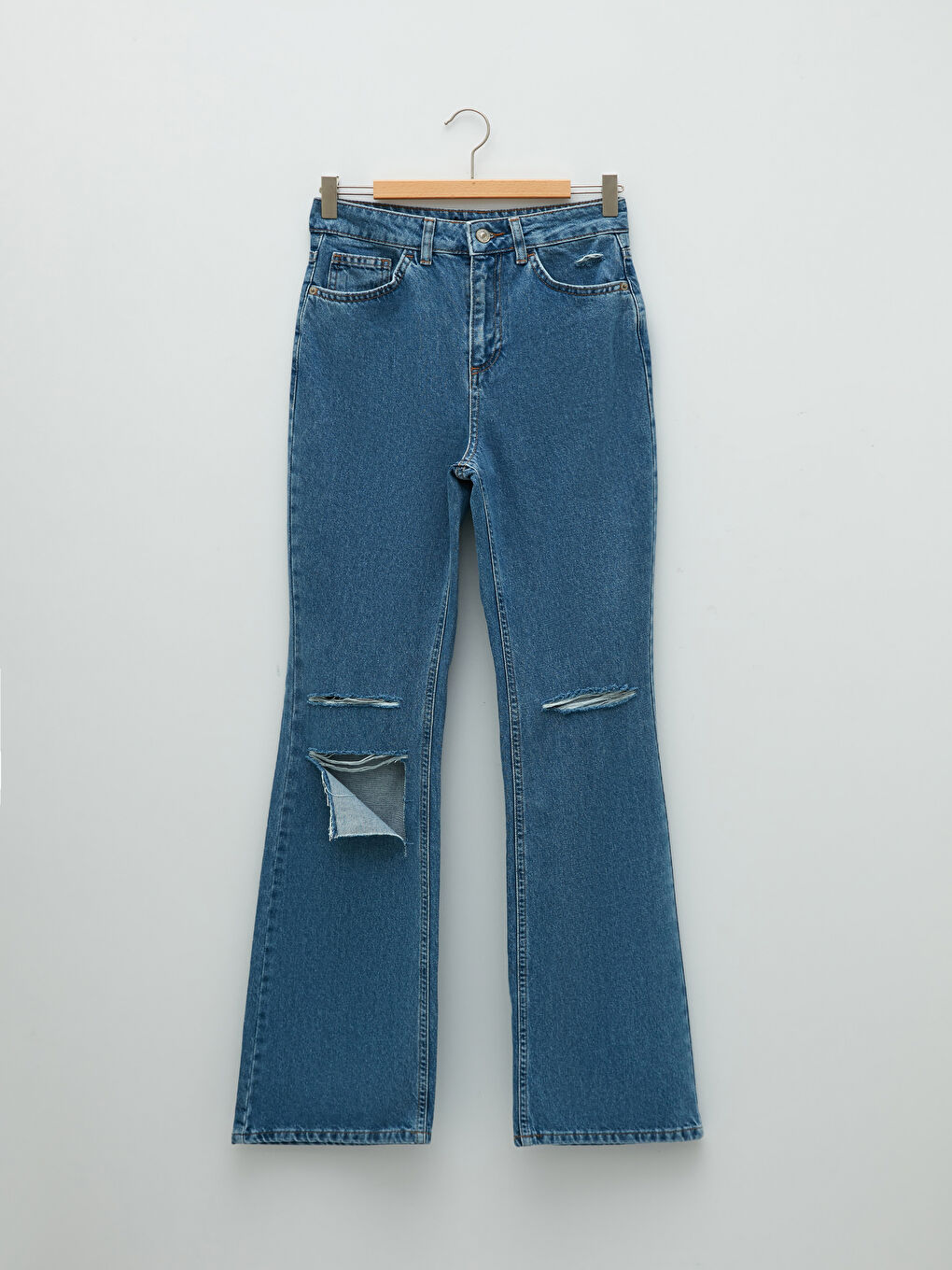 İndigo Yüksek Bel Mars Flare Kadın Jean Pantolon-5