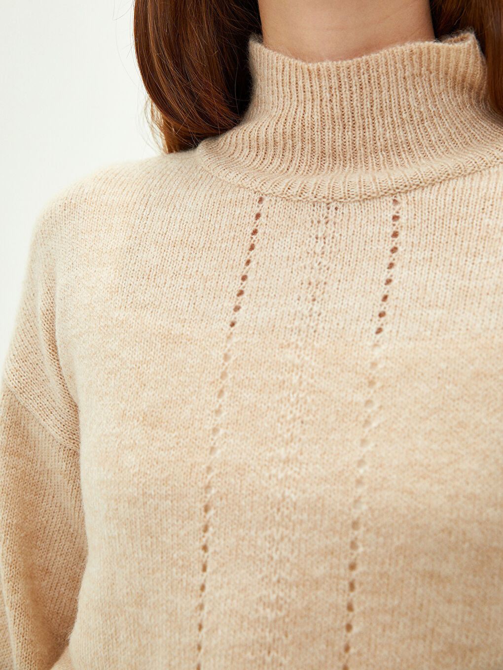 Свитер из трикотажа с длинным рукавом и водолазкой для женщин-1