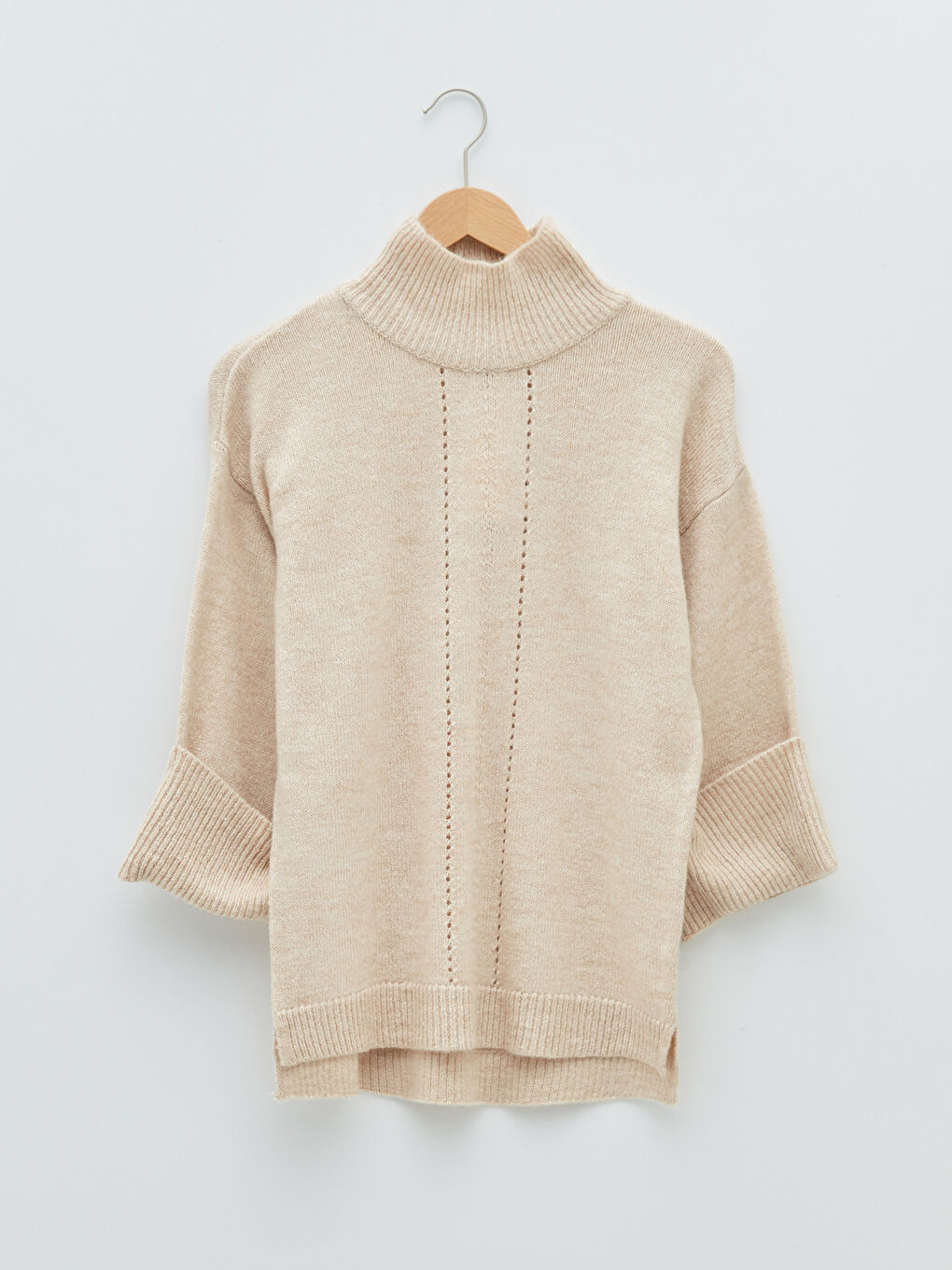 Свитер из трикотажа с длинным рукавом и водолазкой для женщин-4