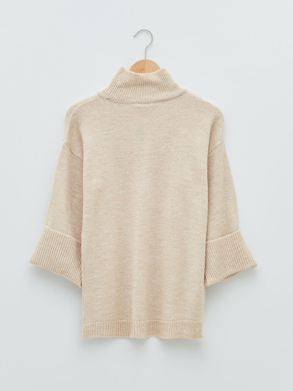 Свитер из трикотажа с длинным рукавом и водолазкой для женщин-5