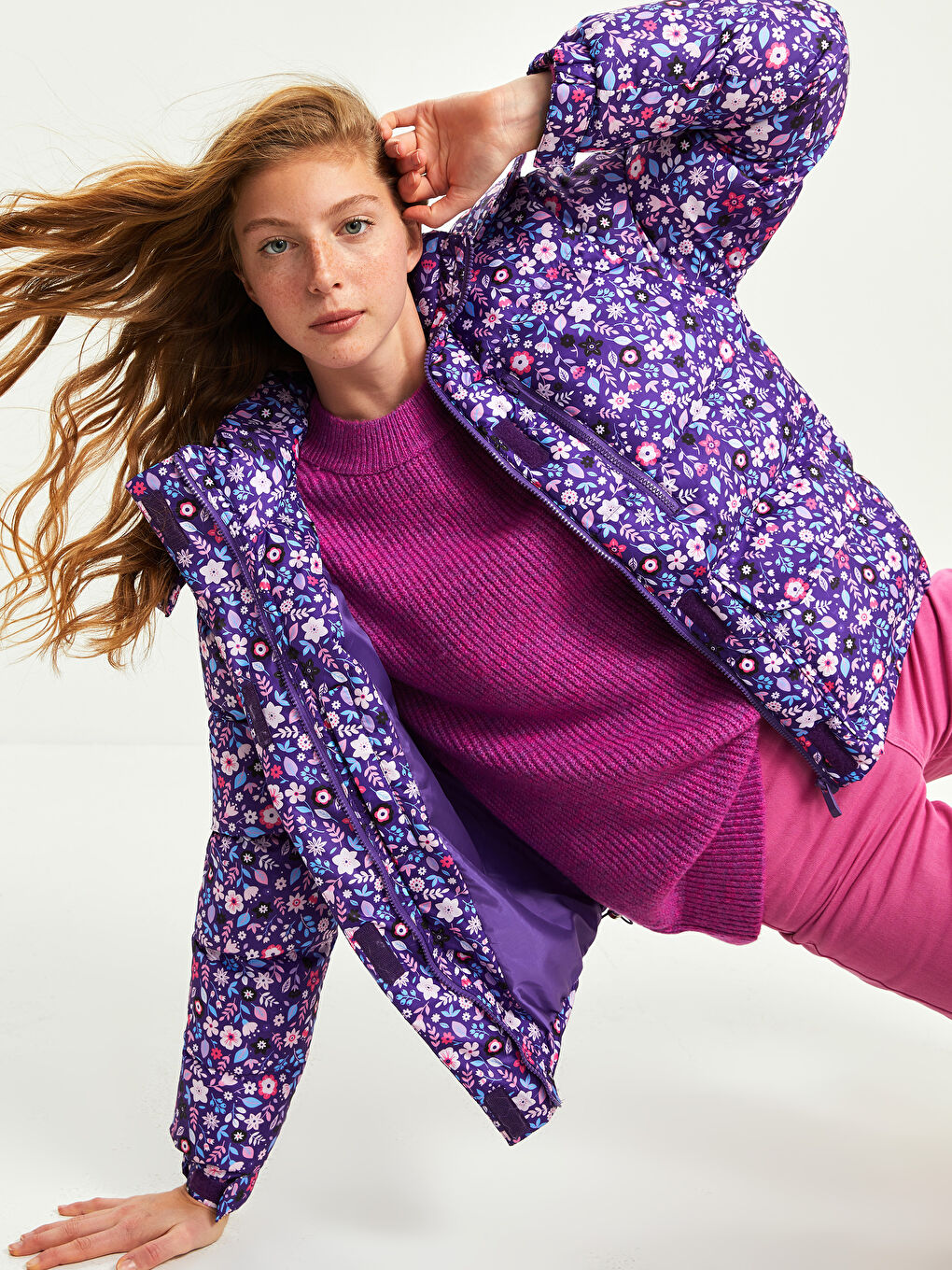 Doudoune à Capuche Imprimée à Manches Longues pour Femmes