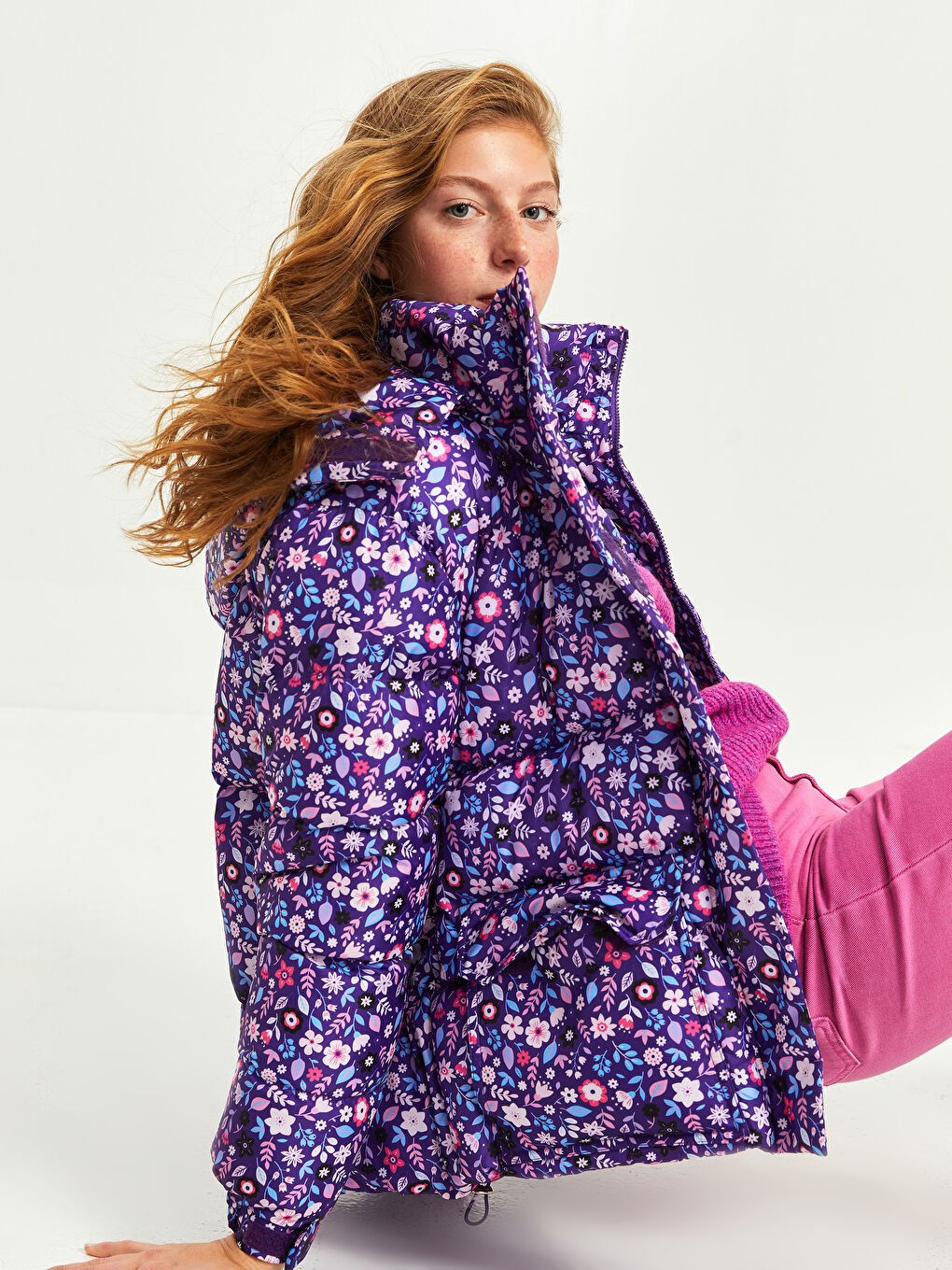 Doudoune à Capuche Imprimée à Manches Longues pour Femmes-1