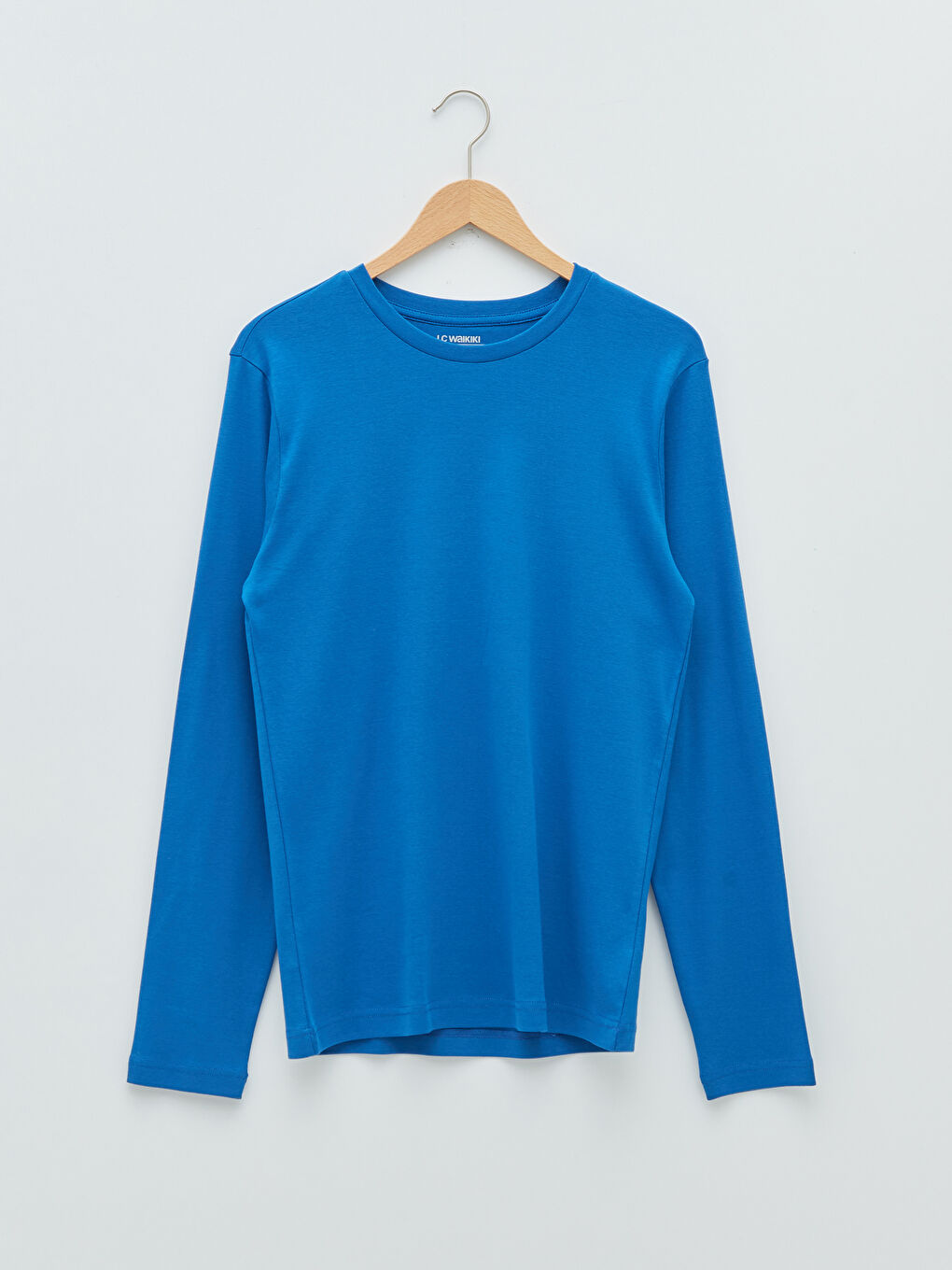 T-shirt Basique en Coton à Manches Longues Col Rond-5