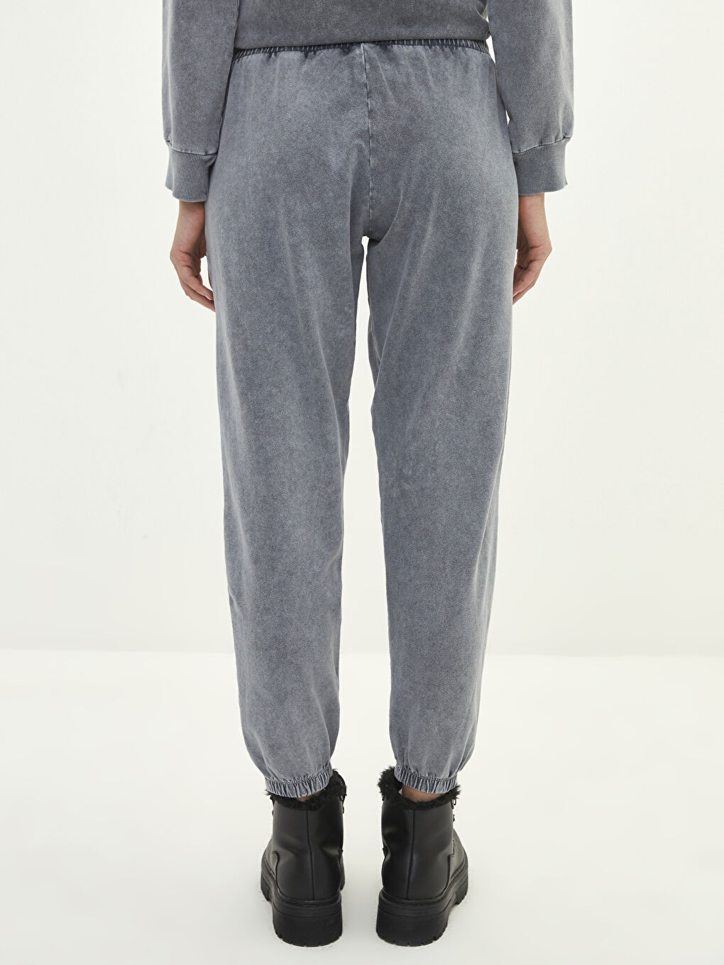 Beli Lastikli Düz Cep Detaylı Kadın Jogger Eşofman Altı-7