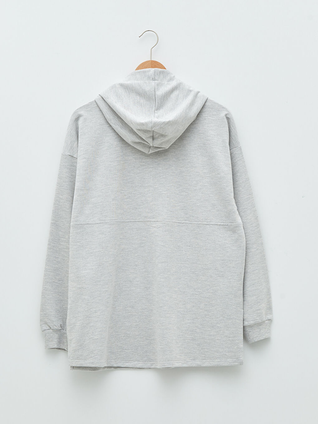 Женская толстовка с капюшоном однотонная с длинным рукавом-6