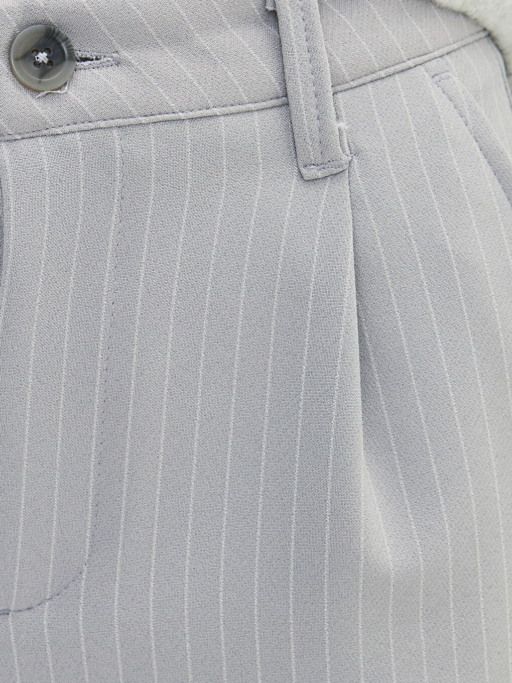 Lacivert Normal Bel Rahat Kalıp Çizgili Kadın Pantolon-9