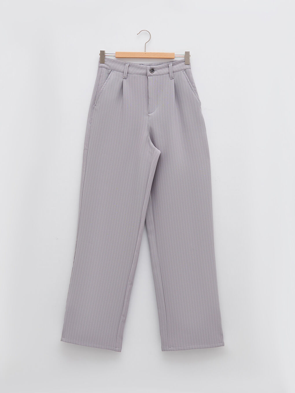 Lacivert Normal Bel Rahat Kalıp Çizgili Kadın Pantolon-10