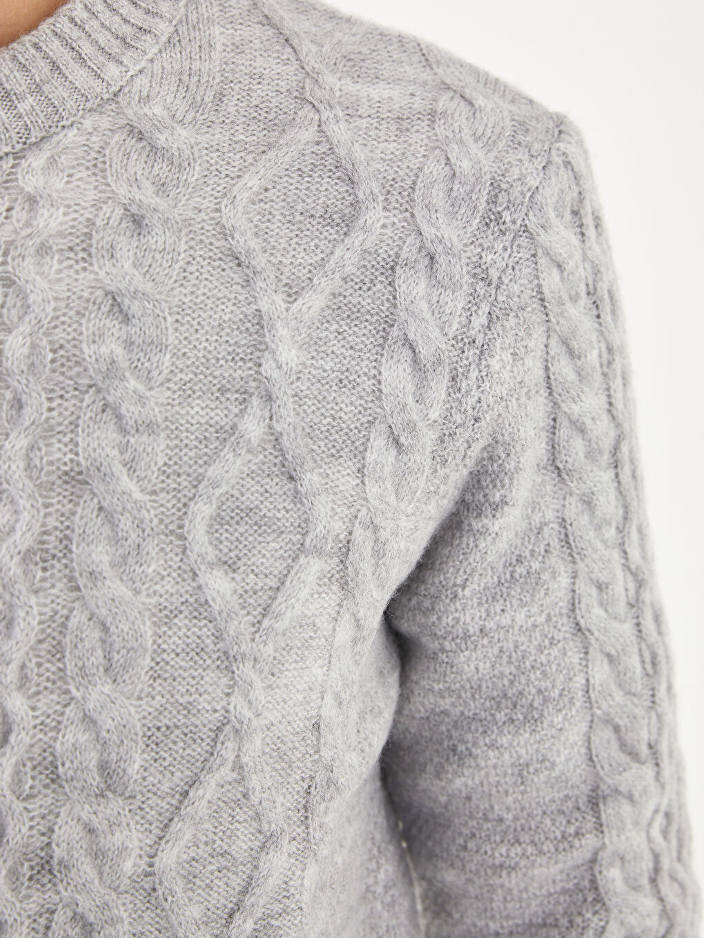 Crew Neck Long Sleeve Self Patterned Men's Tricot Sweater-2