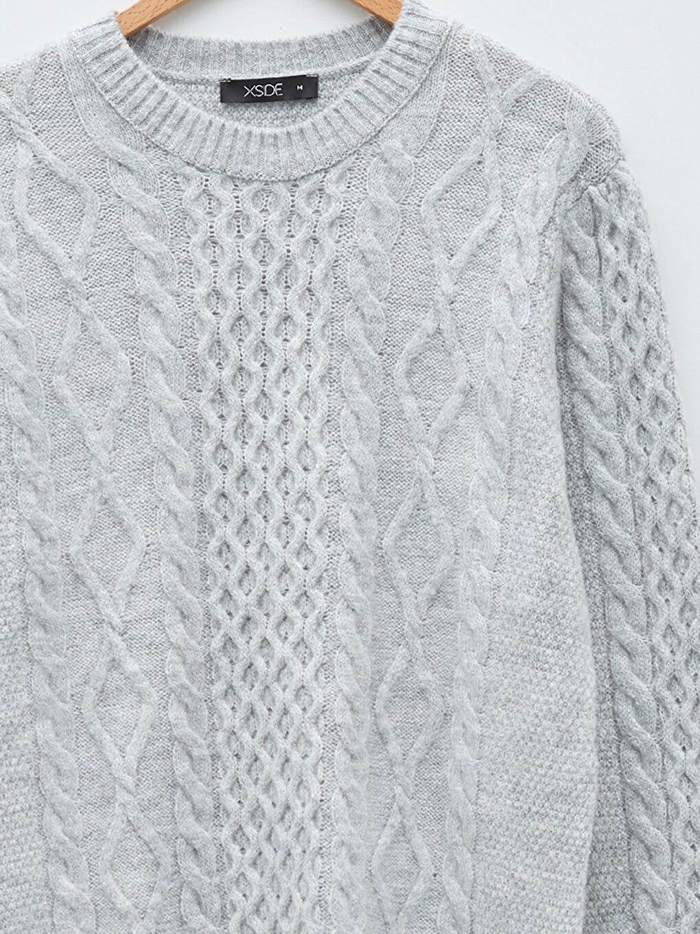 Crew Neck Long Sleeve Self Patterned Men's Tricot Sweater-7