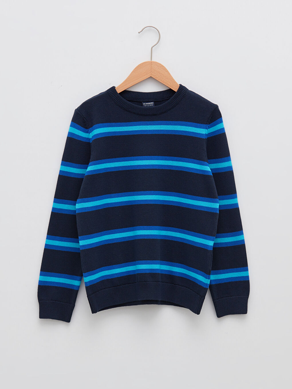 Светр з круглим вирізом горловини, смугастий, довгий рукав, тонкий, трикотажний, для хлопчика