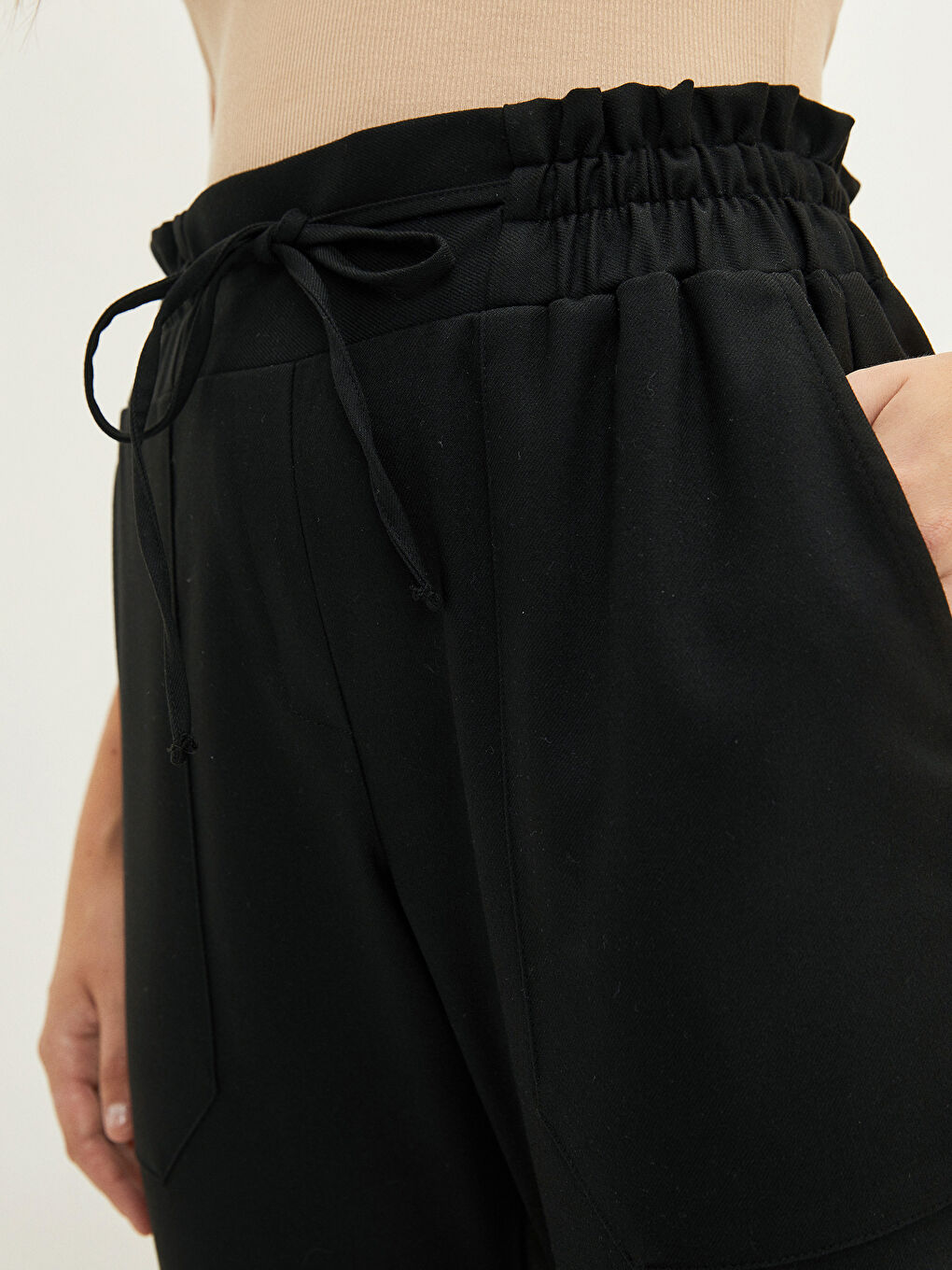Elastic Waist Pocket Detailed Women's Trousers-5