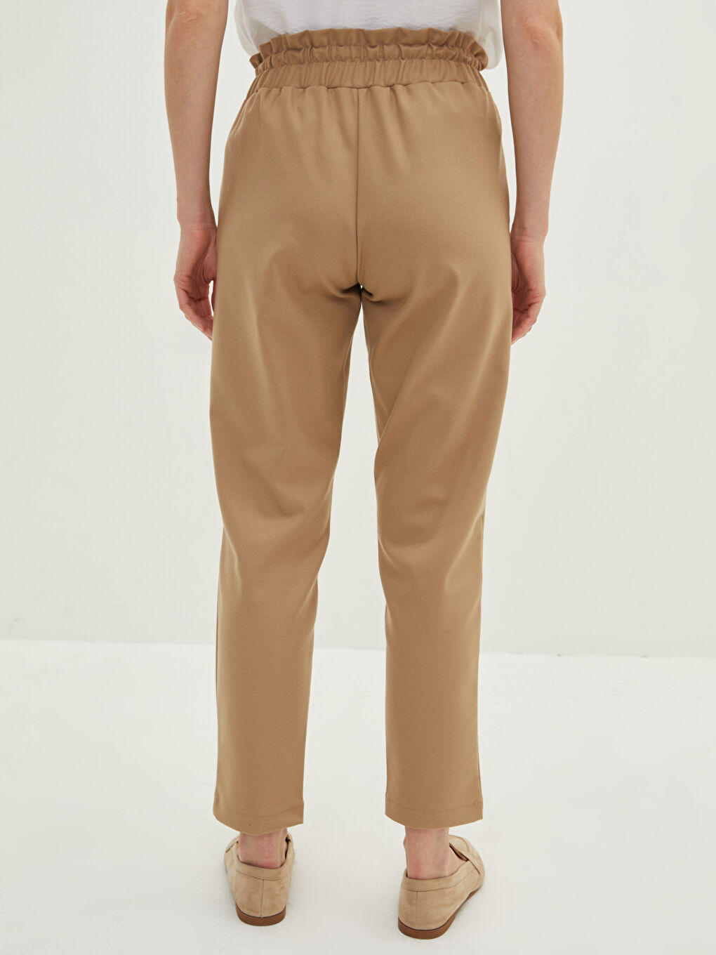 Pantalon à Taille Élastique avec Poches Détail pour Femmes-5