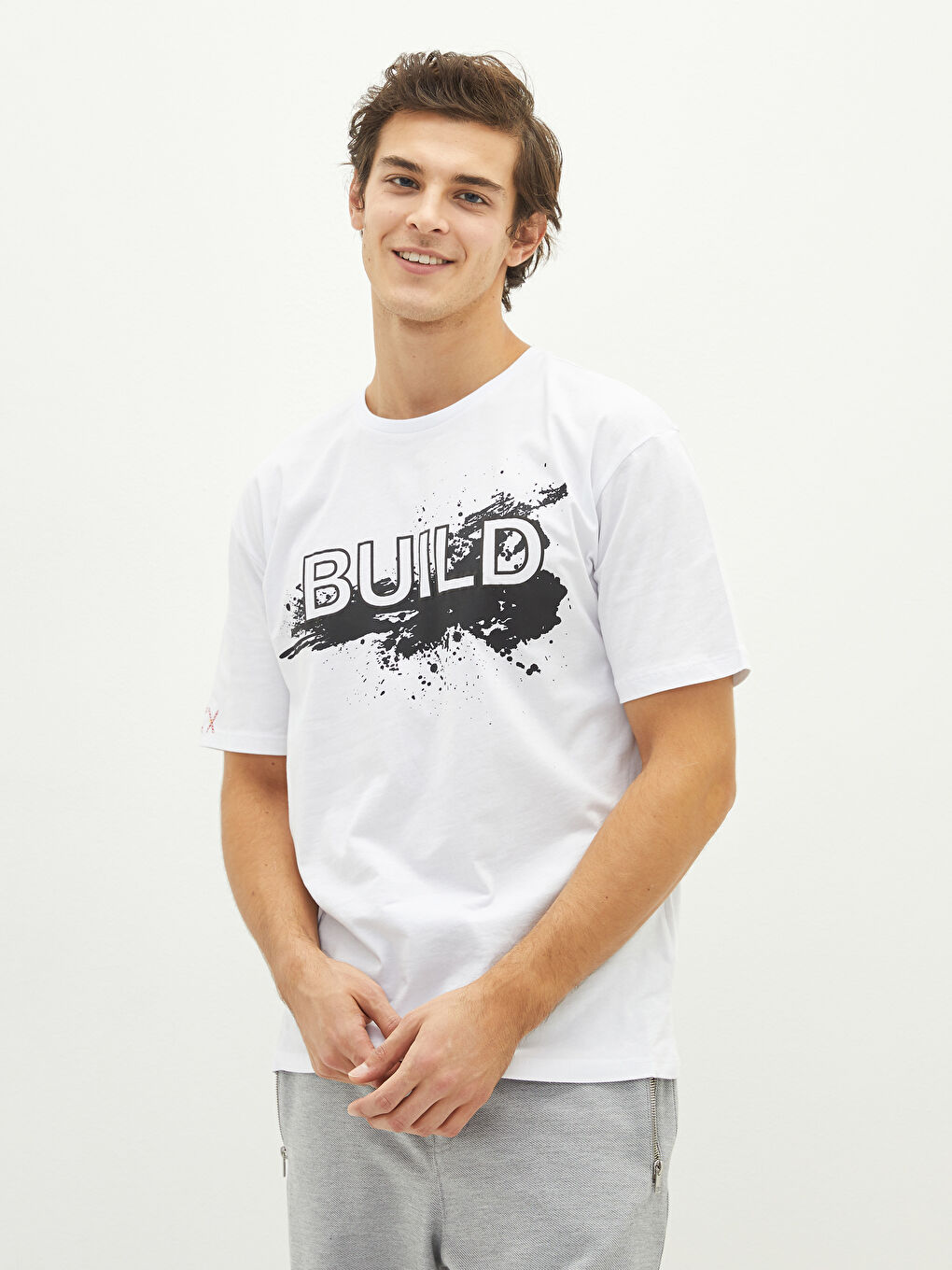 Crew Neck Short Sleeve Printed Combed Cotton Men's T-shirt