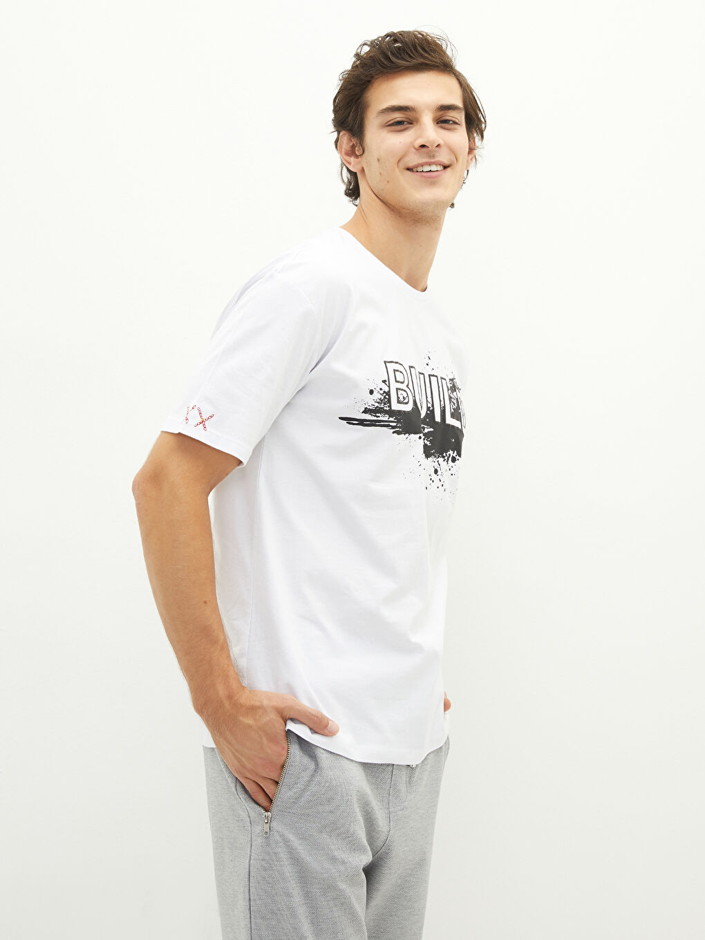 Crew Neck Short Sleeve Printed Combed Cotton Men's T-shirt-1