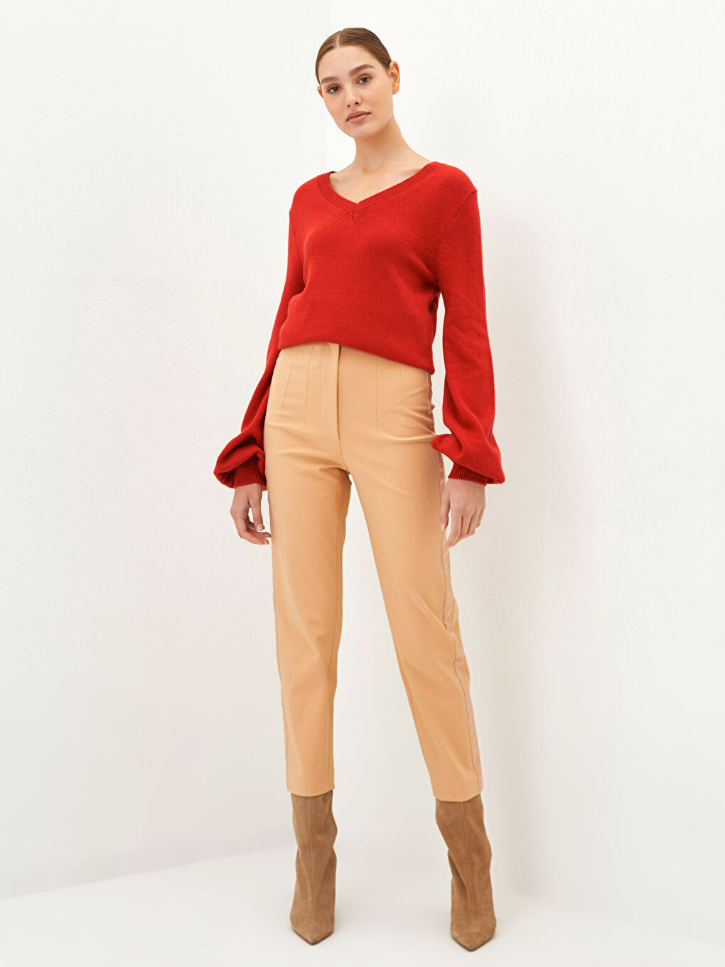 Natuvera V-Ausschnitt Gerade Langarm Damen Woll-Kaschmir-Pullover -W1I005Z8-HJM