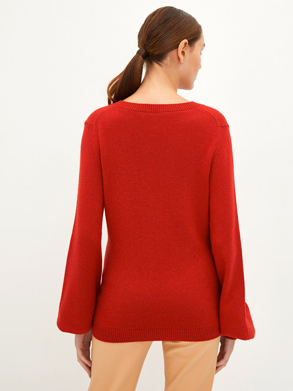 Natuvera V-Ausschnitt Gerade Langarm Damen Woll-Kaschmir-Pullover -W1I005Z8-HJM