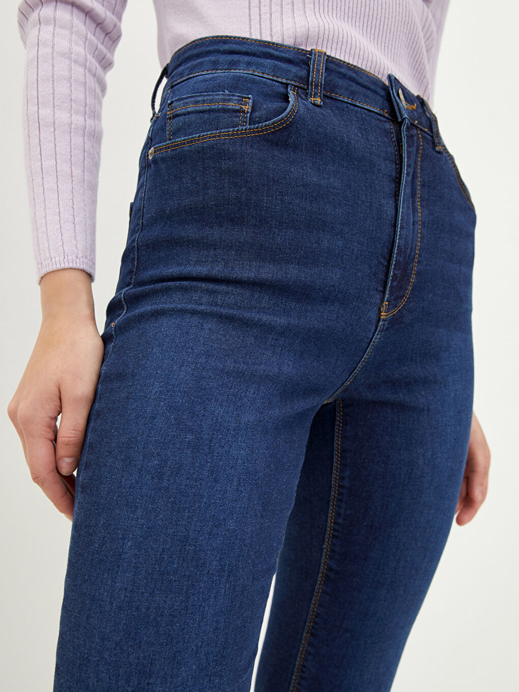 İndigo Yüksek Bel Mars Flare Kadın Jean Pantolon-2