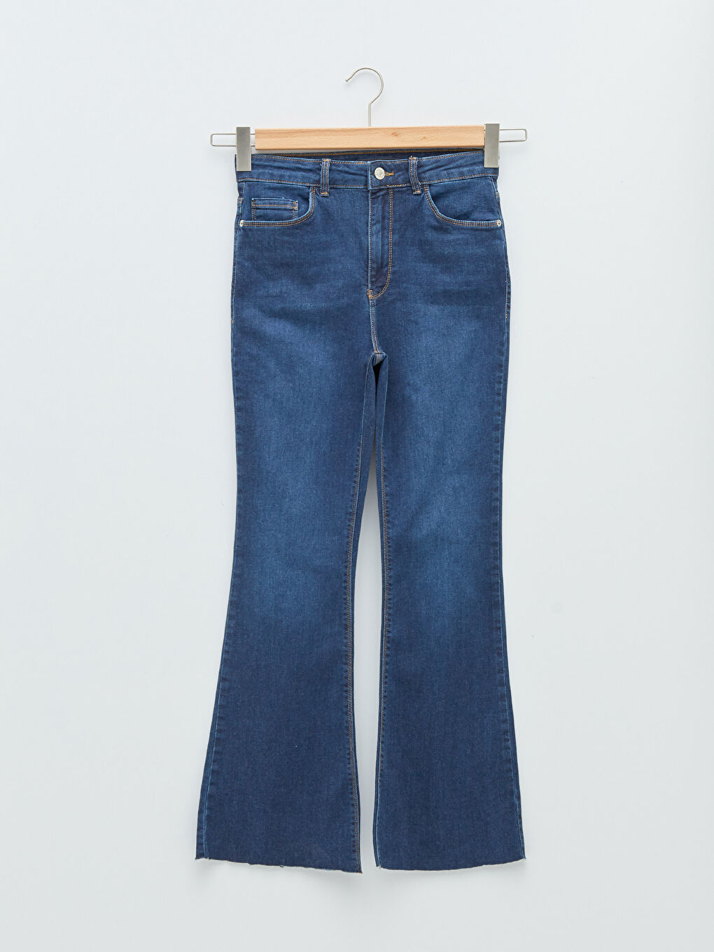 İndigo Yüksek Bel Mars Flare Kadın Jean Pantolon-5