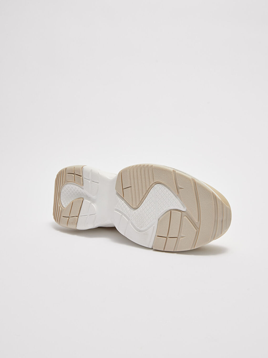 Bej File Detaylı Bağcıklı Kalın Taban Kadın Aktif Spor Ayakkabı-3