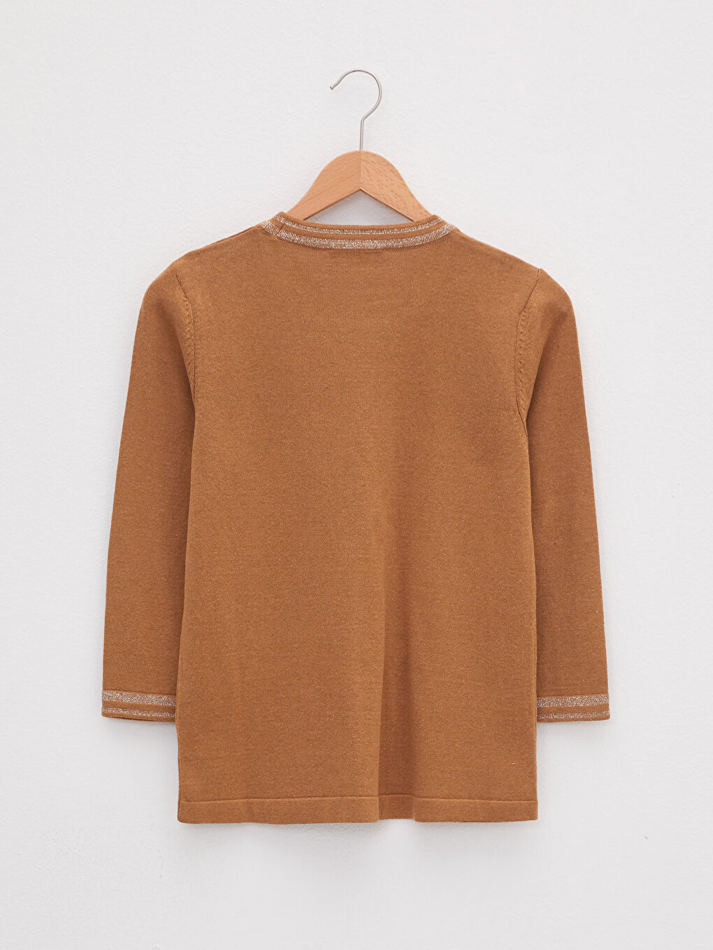 Crew Neck Stripe Detailed Long Sleeve Women's Tricot Sweater-6