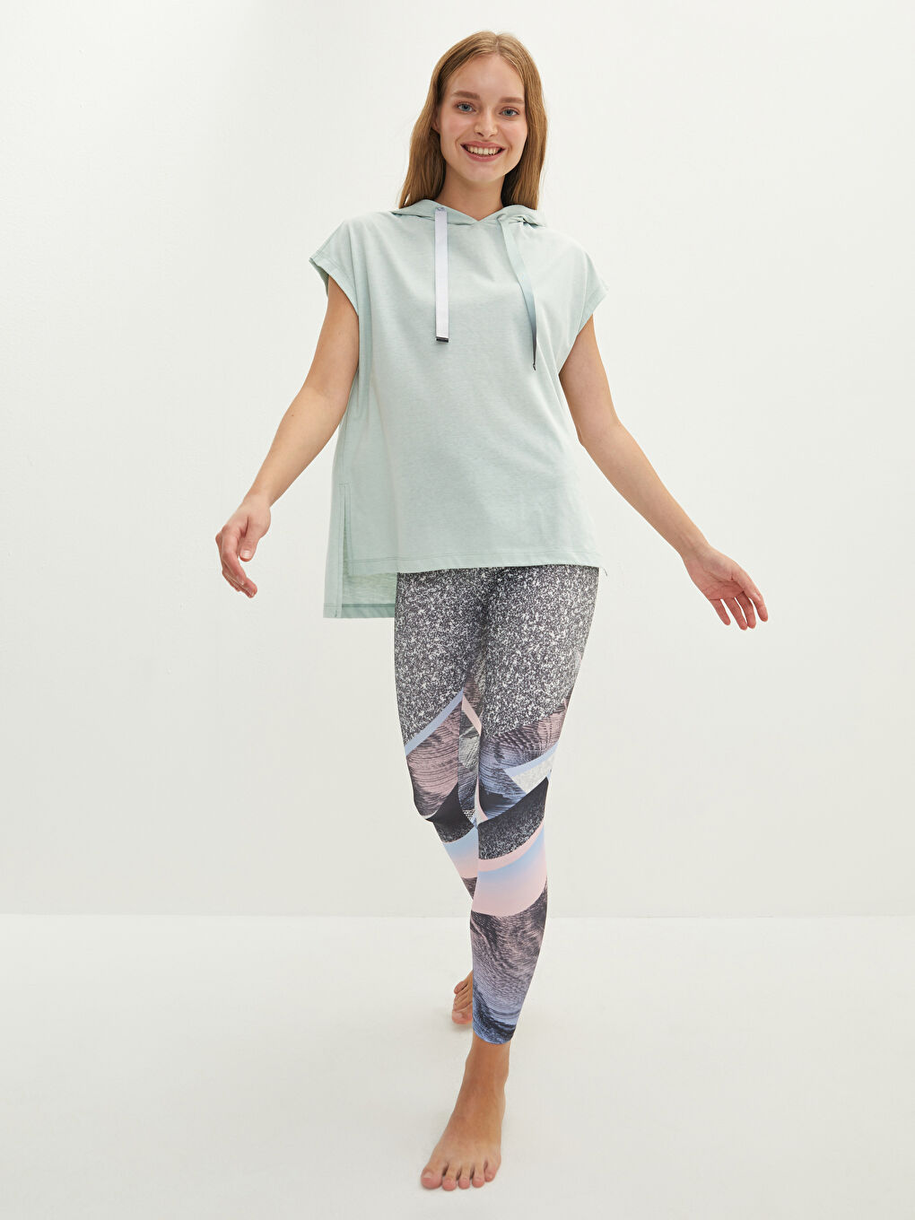 XSIDE ACTIVE Hooded Regular Short Sleeve Women's Sports T-shirt -W1I072Z8-TSV