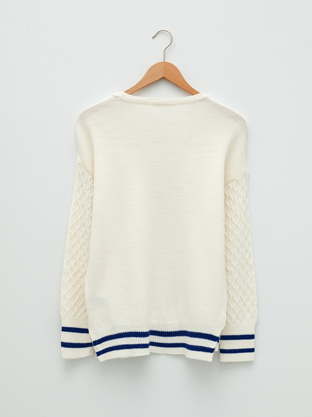 Crew Neck Self Patterned Long Sleeve Women's Knitwear Sweater-6