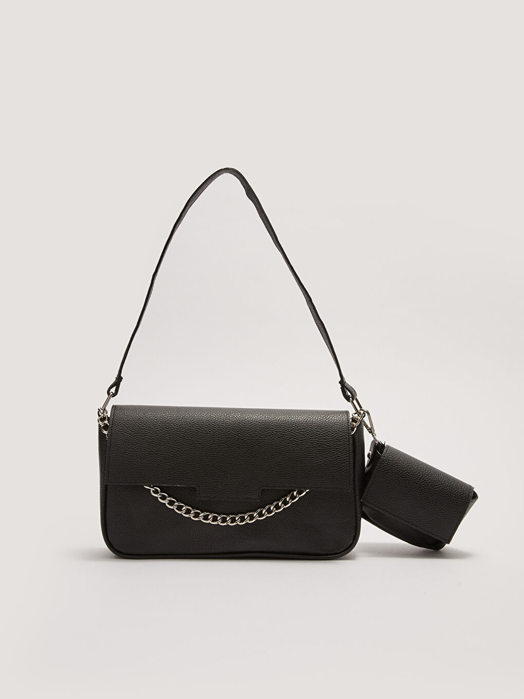 Women's Baguette Bag With Leather Look Additional Small Bag-2