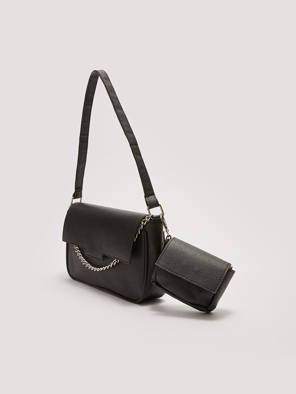 Women's Baguette Bag With Leather Look Additional Small Bag-3