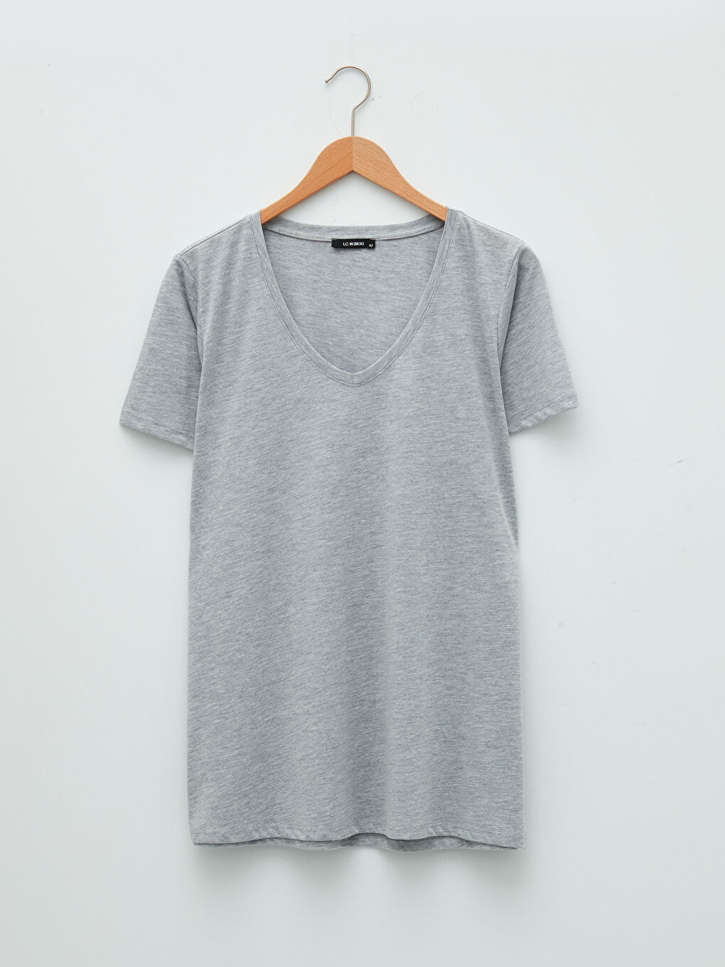 Tricou Damă Mărime Plus, Decolteu în V, Drept, Mânecă Scurtă-5