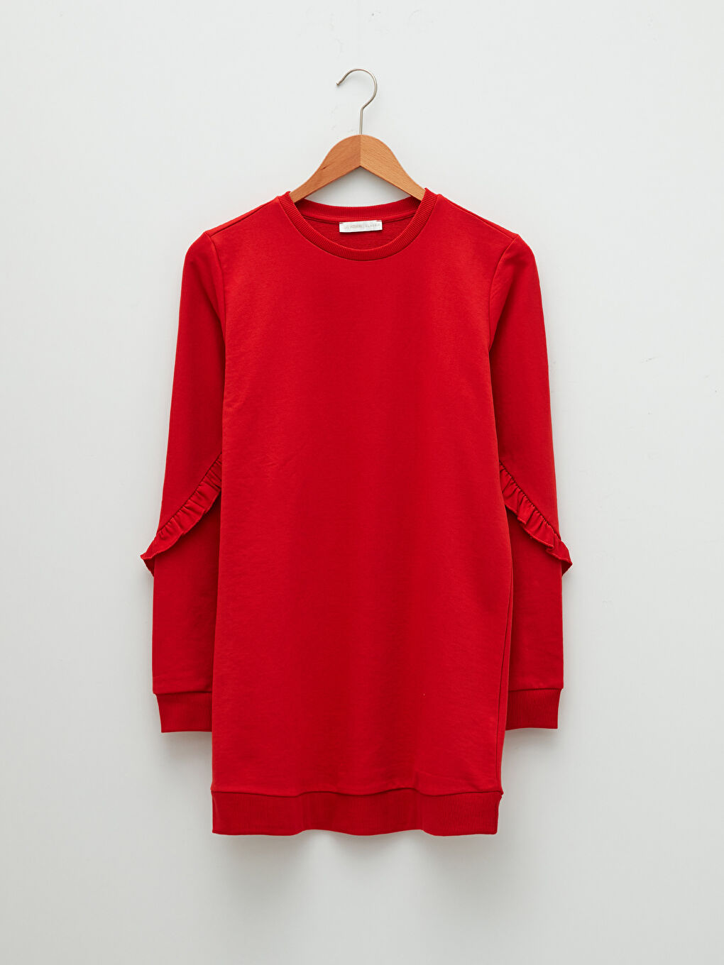 Crew Neck Plain Long Sleeve Women's Sweatshirt Tunic-5