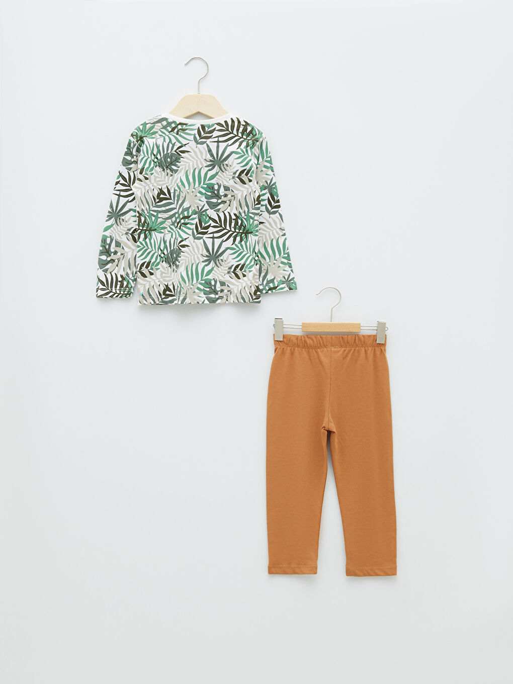 Bej Bisiklet Yaka Uzun Kol Baskılı Pamuklu Erkek Bebek Pijama Takımı-1