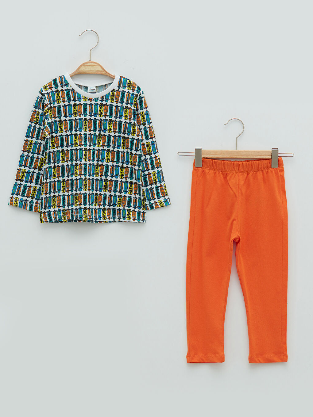 Crew Neck Long Sleeve Printed Cotton Baby Boy Pajama Set