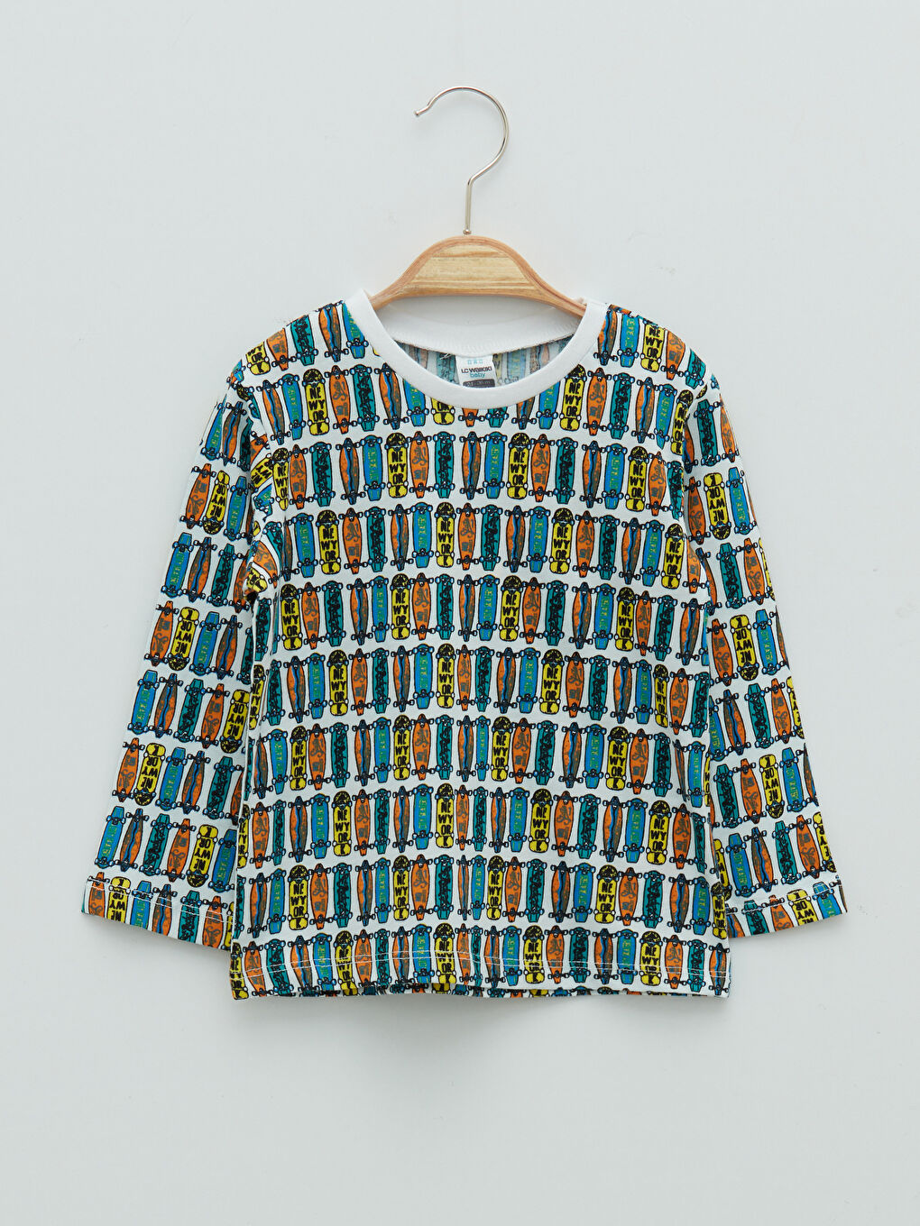 Crew Neck Long Sleeve Printed Cotton Baby Boy Pajama Set-1