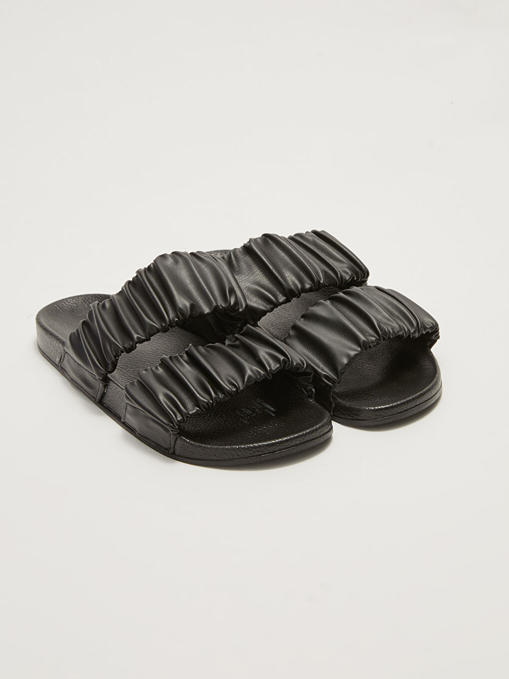 LCW STEPS Leather Look Pleated Double Band Women's Slippers -W1I264Z8-HUC