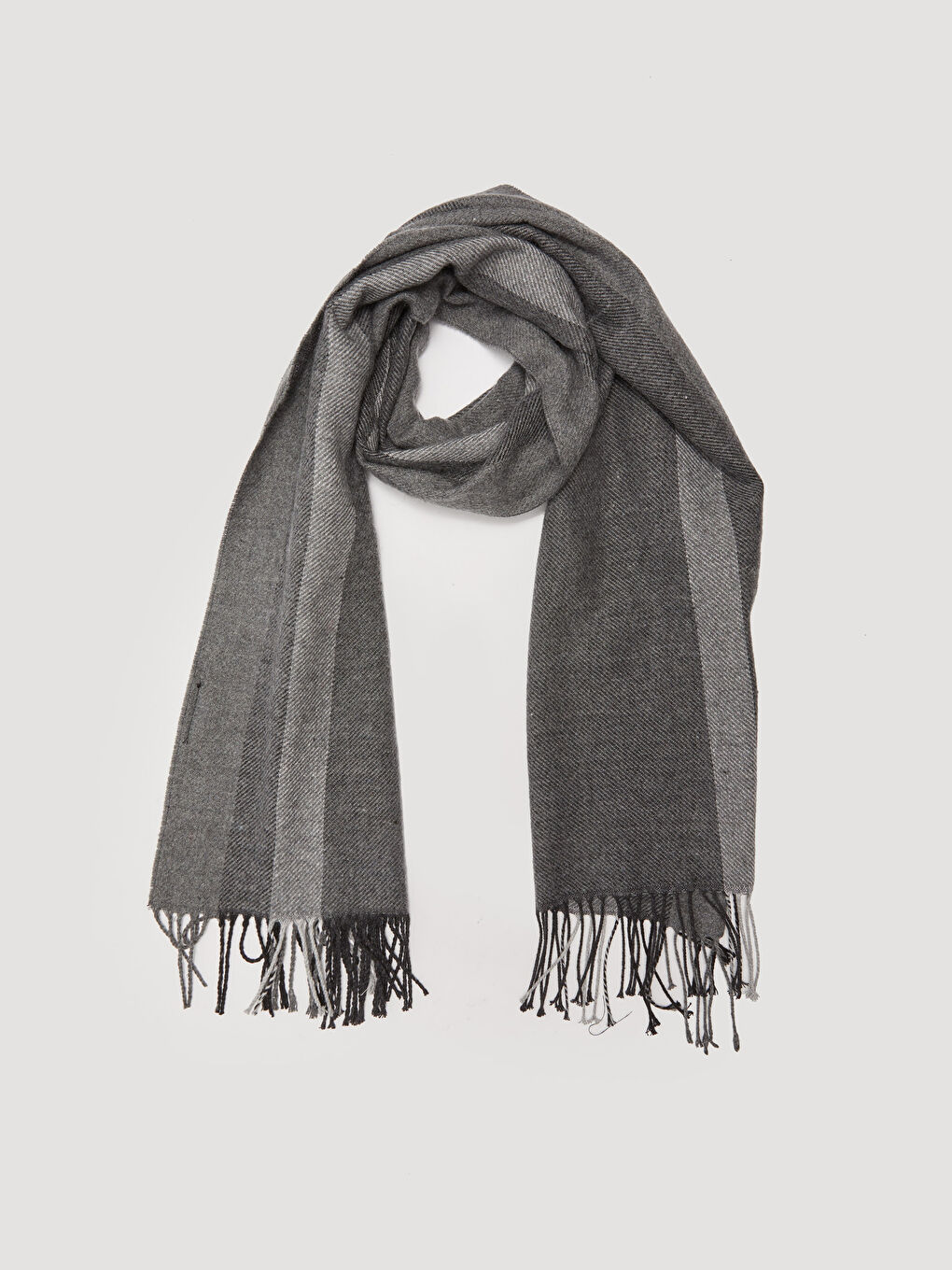 Antrasit Püsküllü Renk Bloklu Erkek Atkı-2