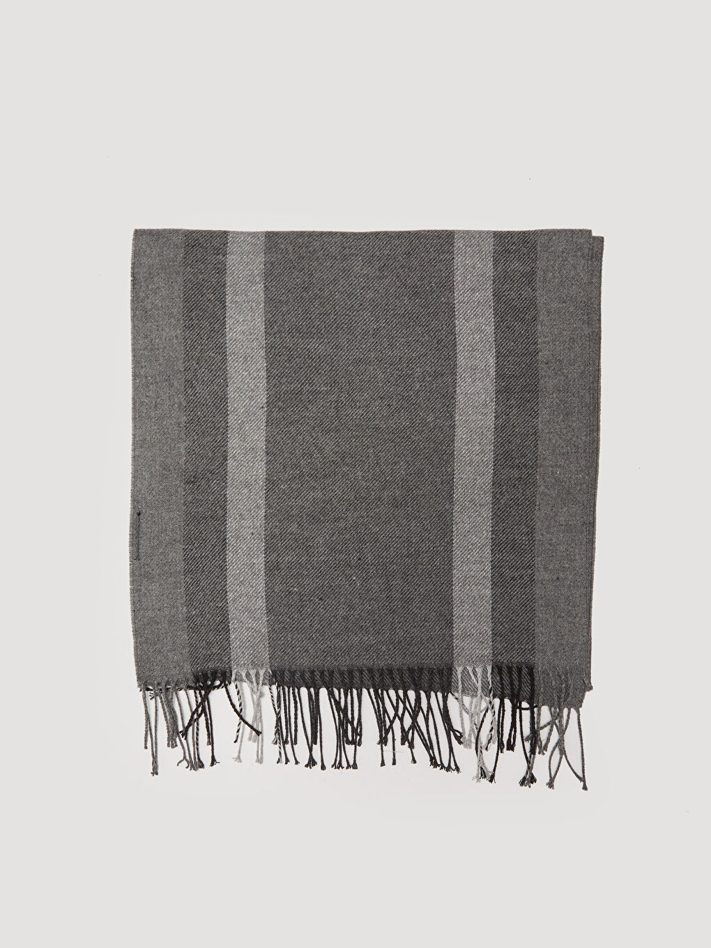 Antrasit Püsküllü Renk Bloklu Erkek Atkı-3