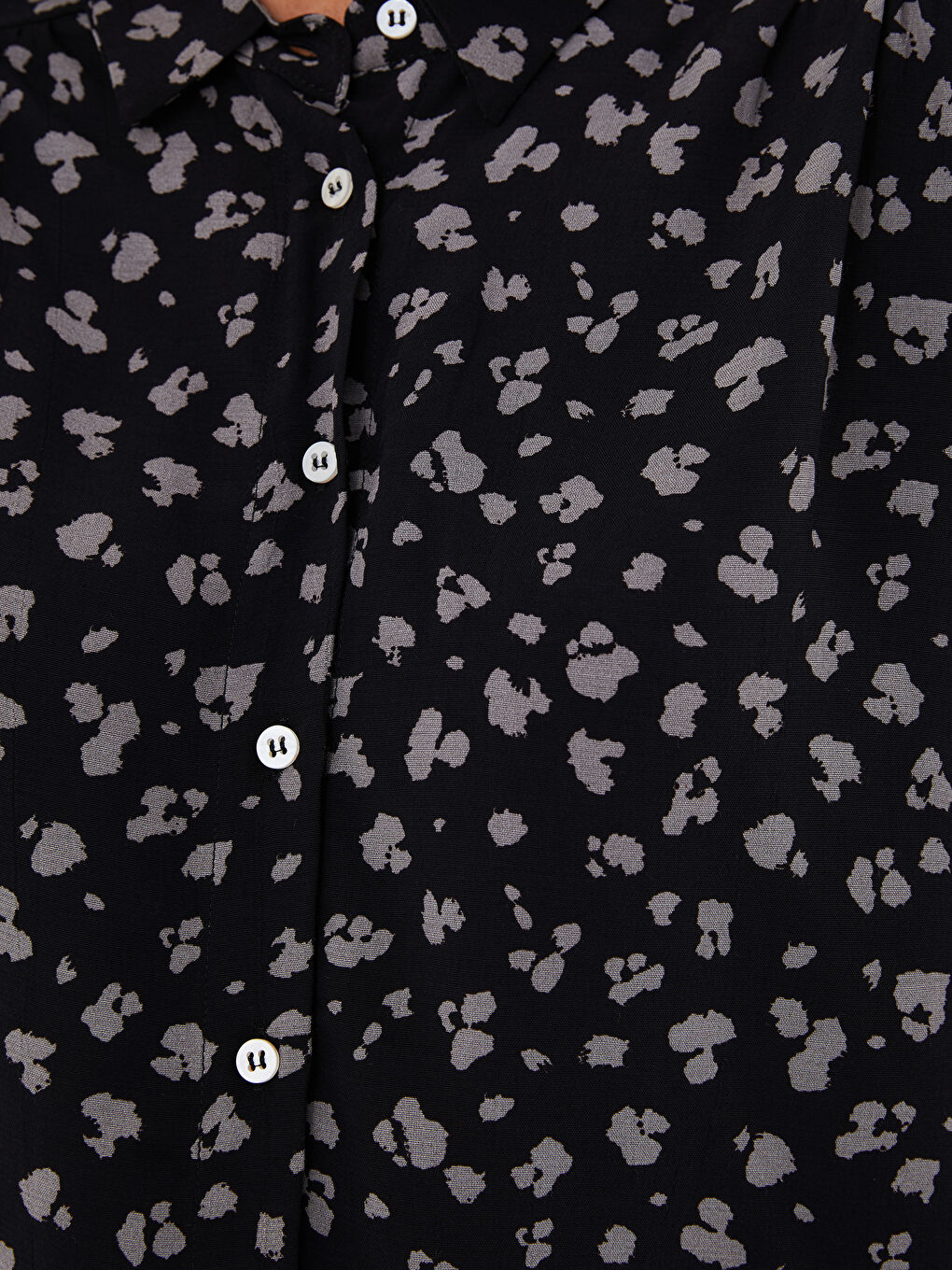 Front Button Closure Patterned Long Sleeve Women's Viscose Shirt-2