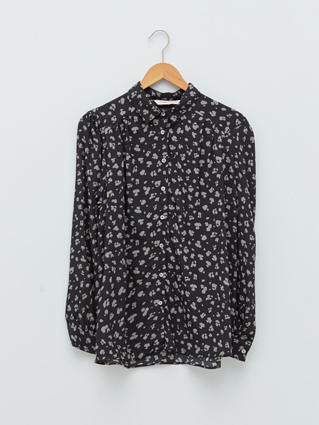 Front Button Closure Patterned Long Sleeve Women's Viscose Shirt-5