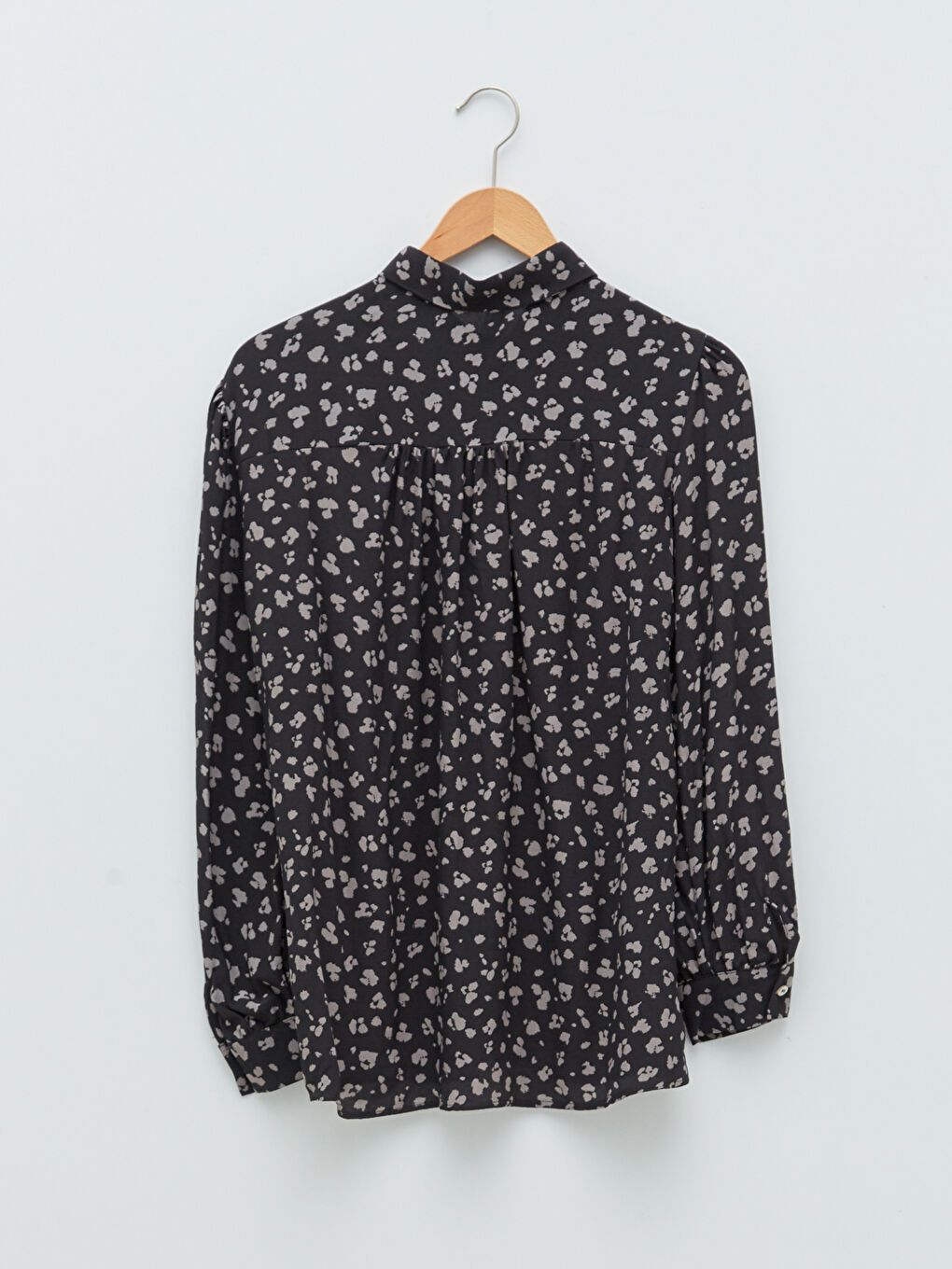 Front Button Closure Patterned Long Sleeve Women's Viscose Shirt-6