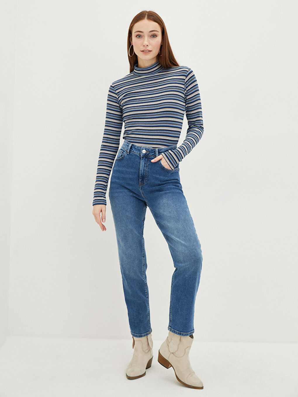 LCWAIKIKI Classic Hoch taillierte Schlanke Passform Damen Jeans -W1I335Z8-H45