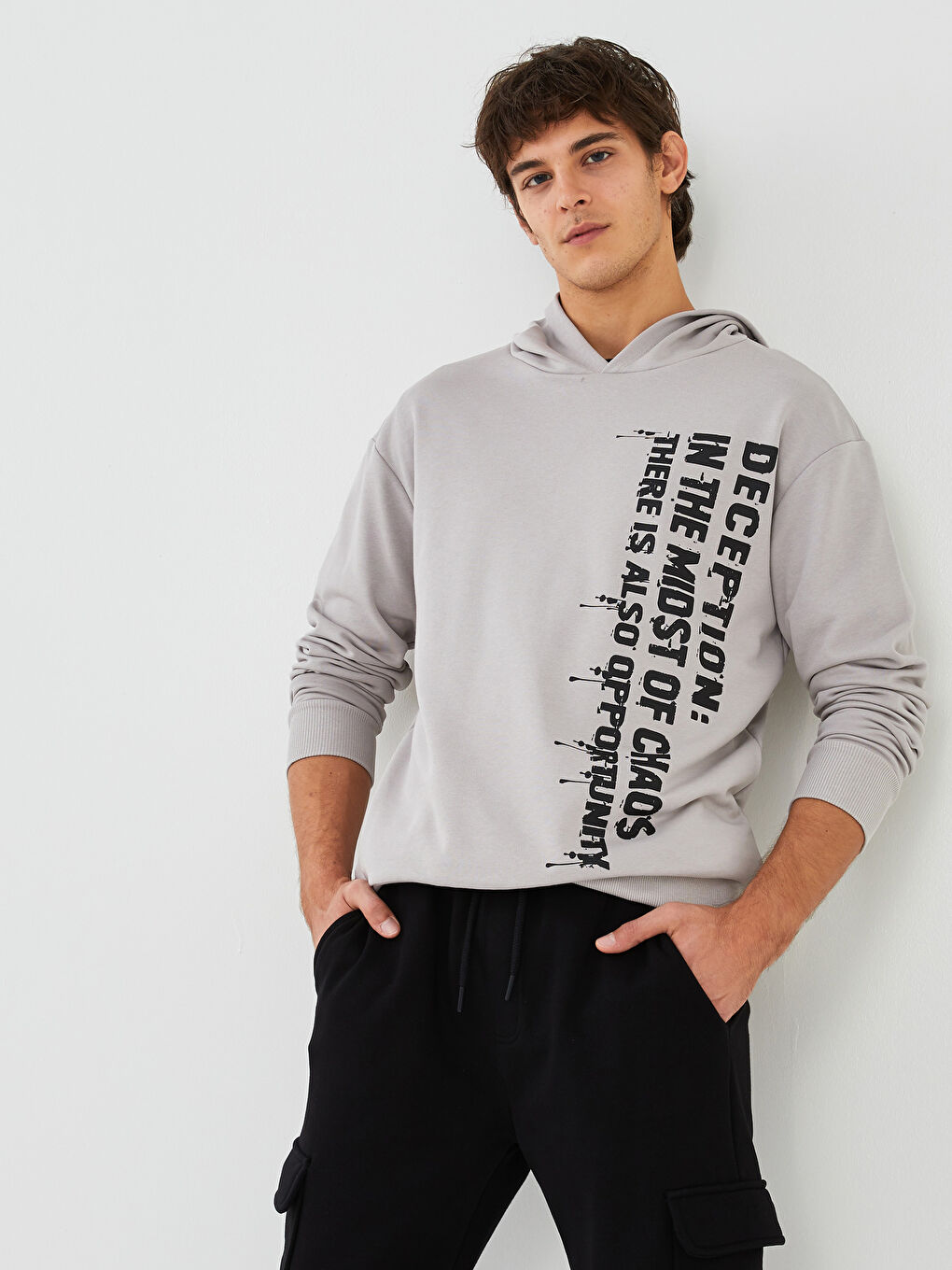 Oversize Long Sleeve Printed Men's Hoodie