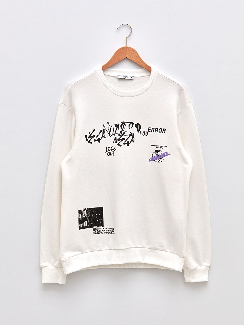 Hanorac imprimat cu mânecă lungă și guler rotund pentru bărbați-5