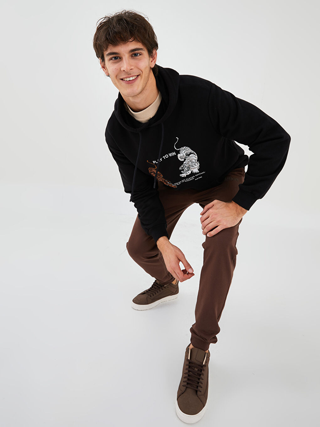 Мужское худи с длинным рукавом и принтом