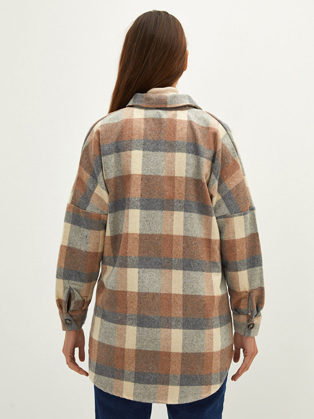 LCW Modest Karo Langarm Oversize Damen Hemd-Tunika -W1I386Z8-LLL