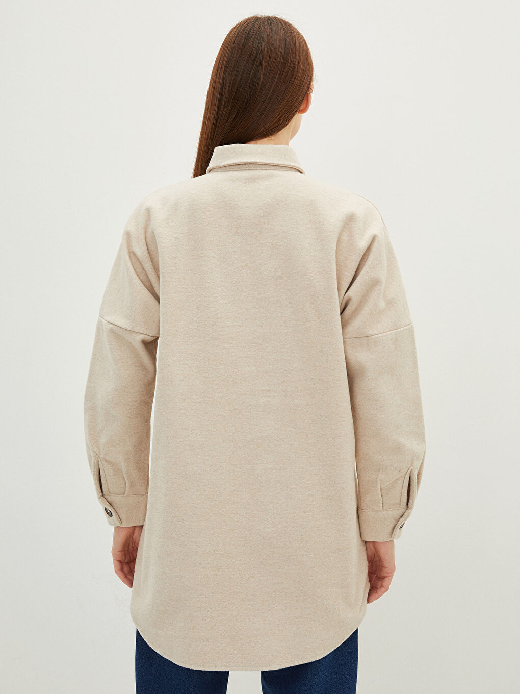 Schlichte Langarm Oversize Damen Hemd-Tunika-4