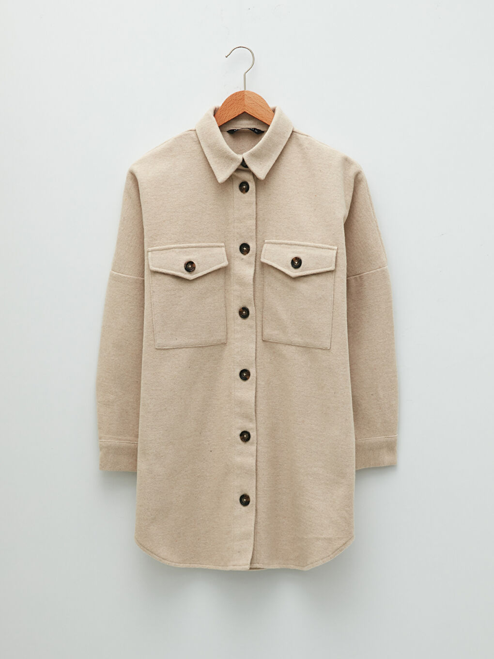 Schlichte Langarm Oversize Damen Hemd-Tunika-5