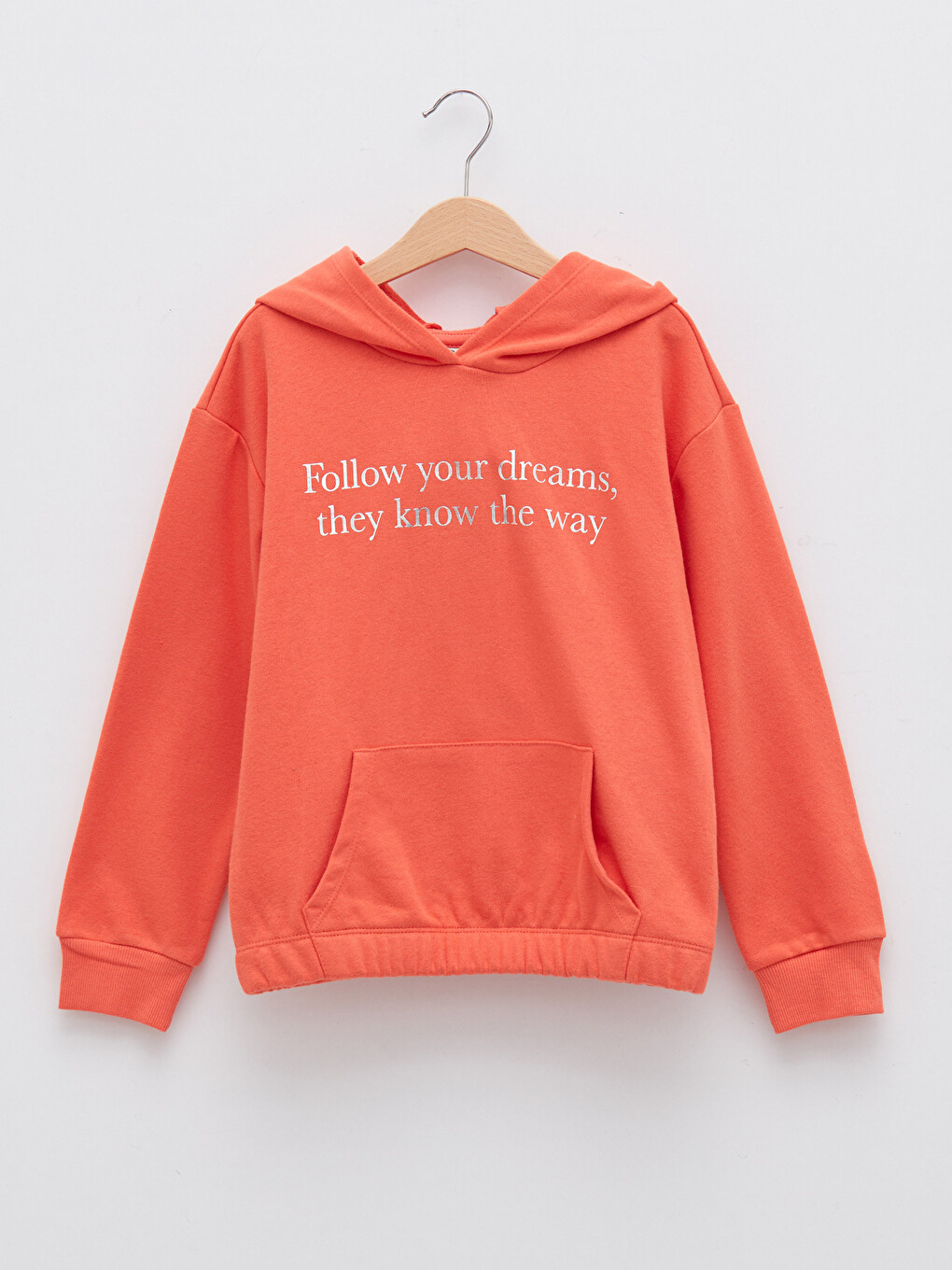 Kapüşonlu Baskılı Uzun Kollu Kız Çocuk Sweatshirt