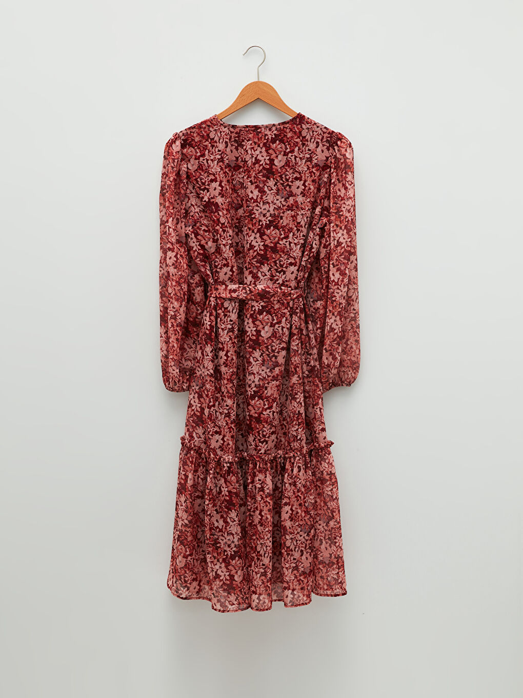 LCWAIKIKI Classic Tie Collar Floral Long Sleeve A-Line Chiffon Women's Dress -W1I442Z8-LTQ
